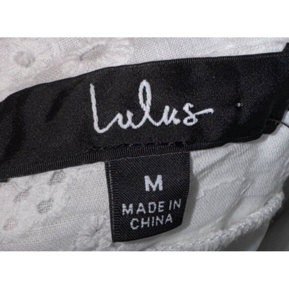 NWT LULUS Women’s Sicilian Sun White Eyelet Ruffled Lace-Up Midi Dress Medium - Picture 6 of 9